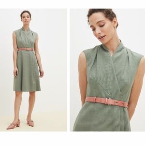 The Fold Hampton dress geo print sleeveless wrap dress green sz UK 10